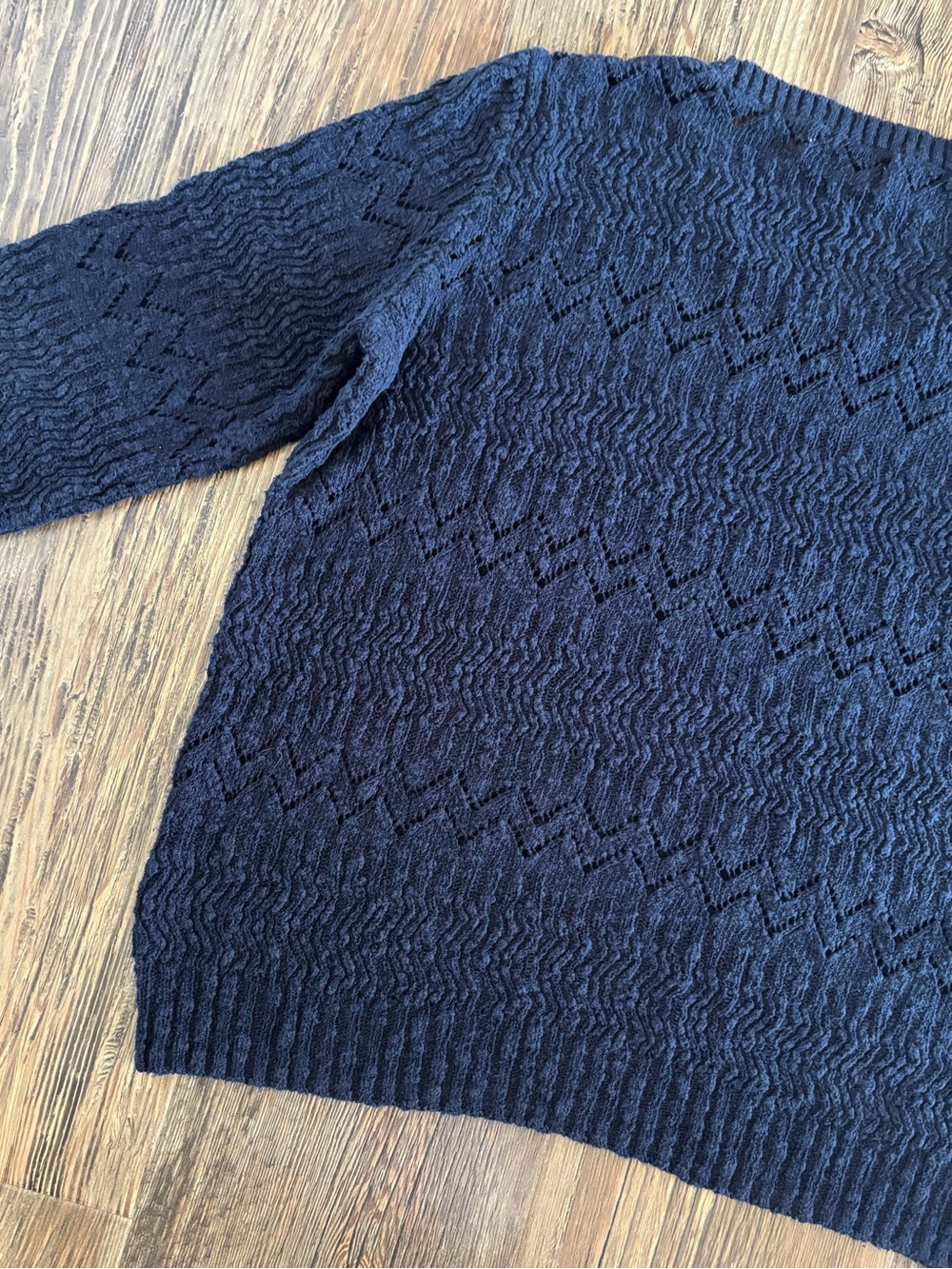 Jones New York Sport Open Knit 3/4 Sleeve Pullover Sweater Womens XL Navy Blue - Picture 6 of 7